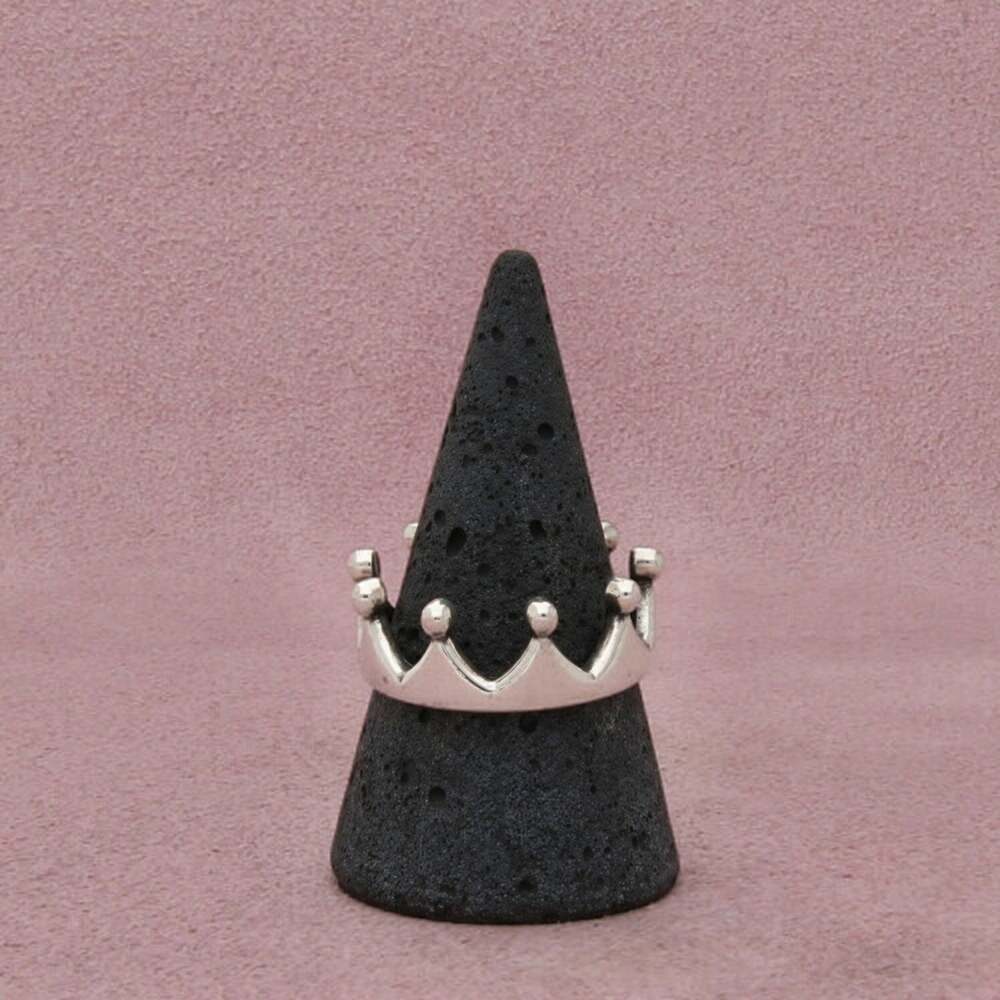 Sterling Silver Vintage Men's Crown Beaded Tips Openwork Band Ring Size 10